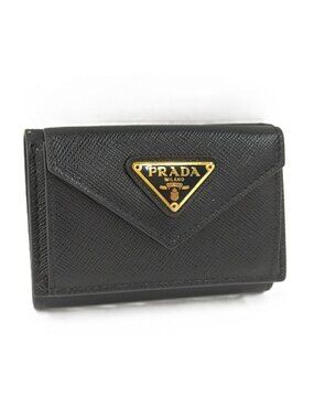 Prada Compact Wallet Saffiano Leather Black